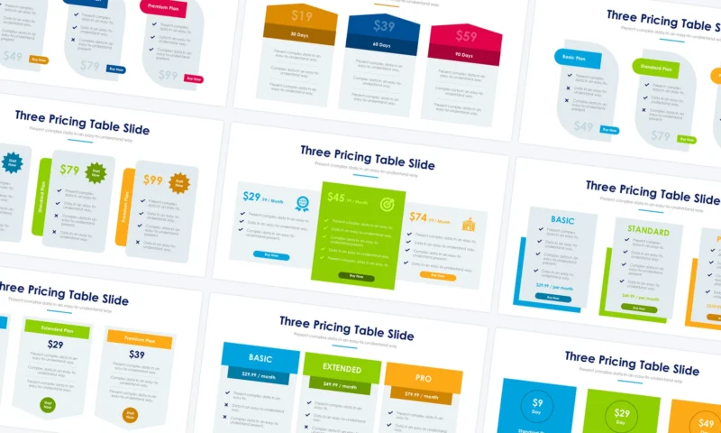 Three Pricing Table Slides